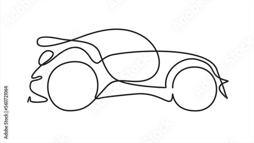 Continuous one single line drawing of car. Minimalist black linear sketch isolated on white background. Vector illustration