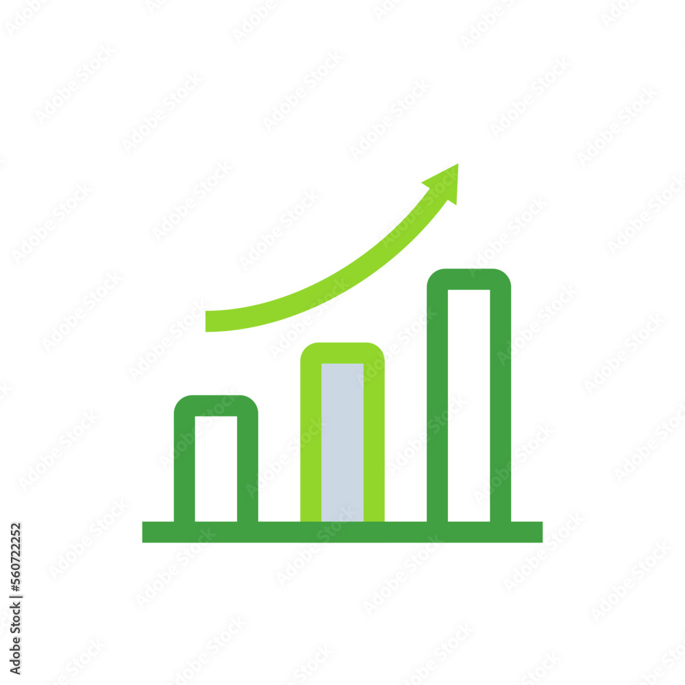 Growth business icon with green duotone style. Infographic, data, bar, grow, financial, report, target. Vector illustration Growth business icon with green duotone style. Infographic, data, bar, grow, financial, report, target. Vector illustration