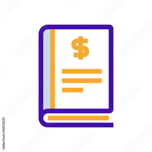 Ledger business icon with purple and orange duotone style. Digital, bank, block, banking, bitcoin, commerce, blockchain. Vector illustration