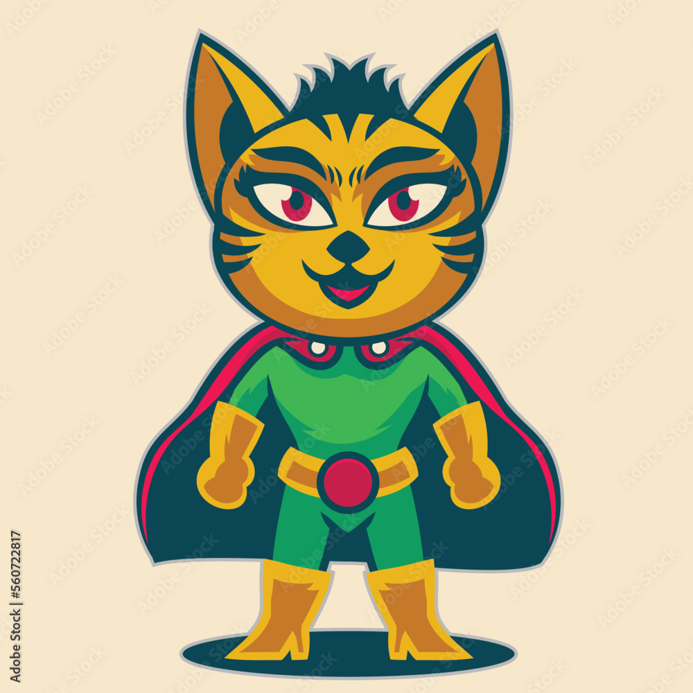 isolated cat woman superhero mascot standing pose isolated cat woman superhero mascot standing pose