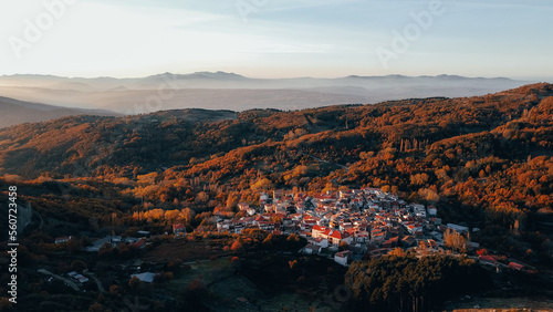 Mountain village seen from a drone
