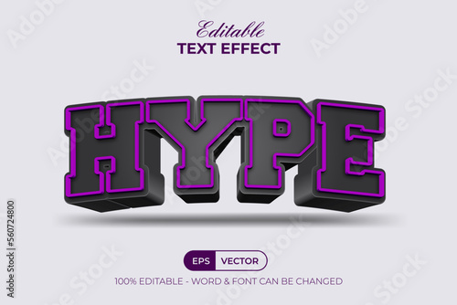 3D Hype Text Effect Style. Editable Text Effect.