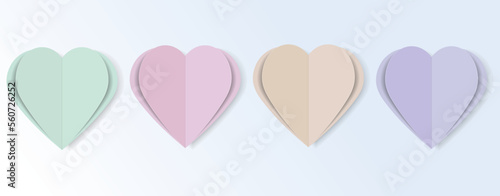 Decorative colorful paper hearts for birthday ,valentines day,wedding.Set of 3d Paper heart for Valentines day.
