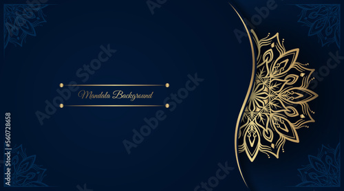 blue background with golden mandala ornament