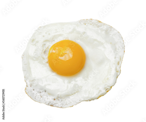 Fotografia fried egg and yolk isolated on transparent layered background.
