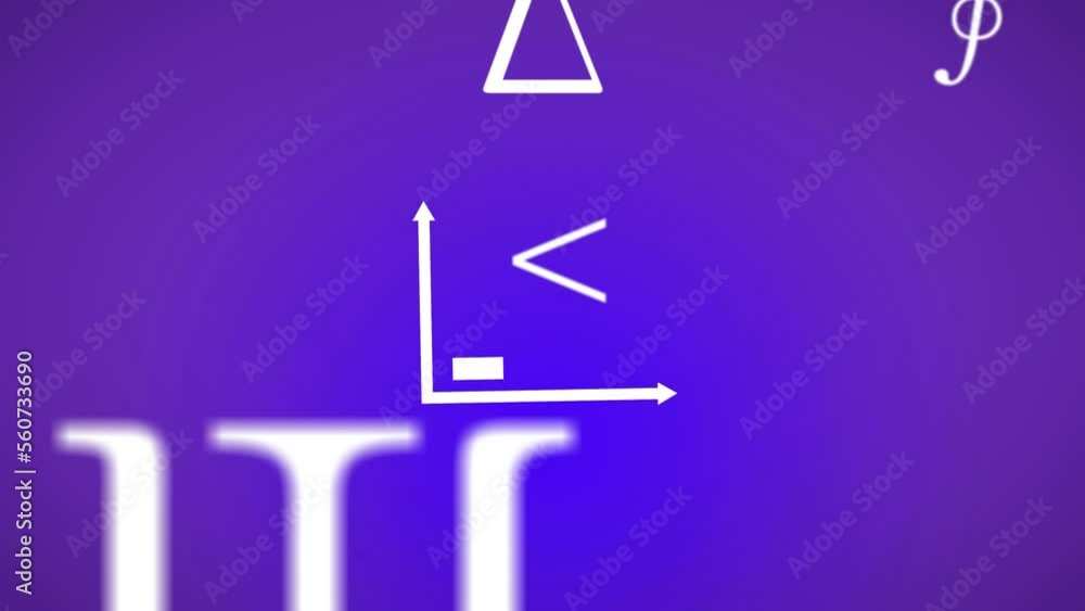 Animation of mathematical symbols and bar graph icon against blue gradient background Animation of mathematical symbols and bar graph icon against blue gradient background