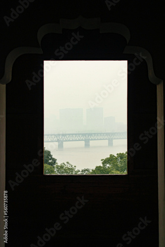 view of a bridge from window