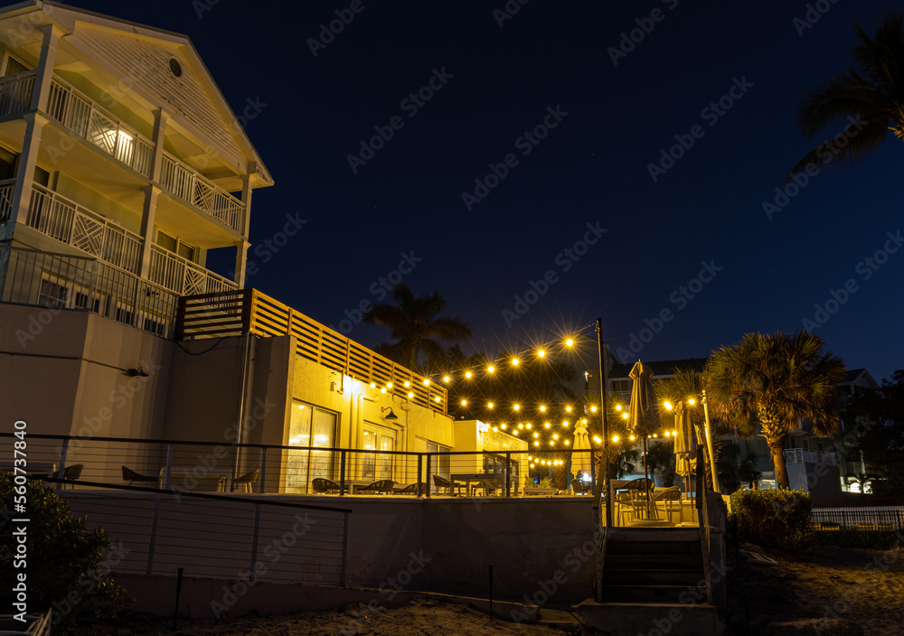 Evening Lights at Resort Hotel on Hidden Beach, Key West Florida, USA Evening Lights at Resort Hotel on Hidden Beach, Key West Florida, USA