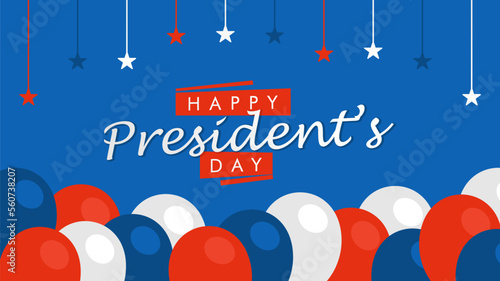 happy presidents day banner on blue background