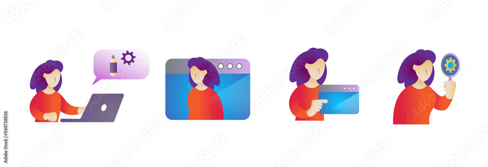 Set Of 4 App Development It Concepts App Design Testing Debugging