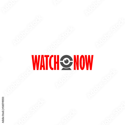 Watch now button icon. Watch video banner isolated on white background