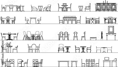 dining room chair illustration vector sketch design collection