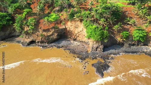 Flying backwards at Sao Tome coast where we can sse  the Coast Erosion ,Africa photo