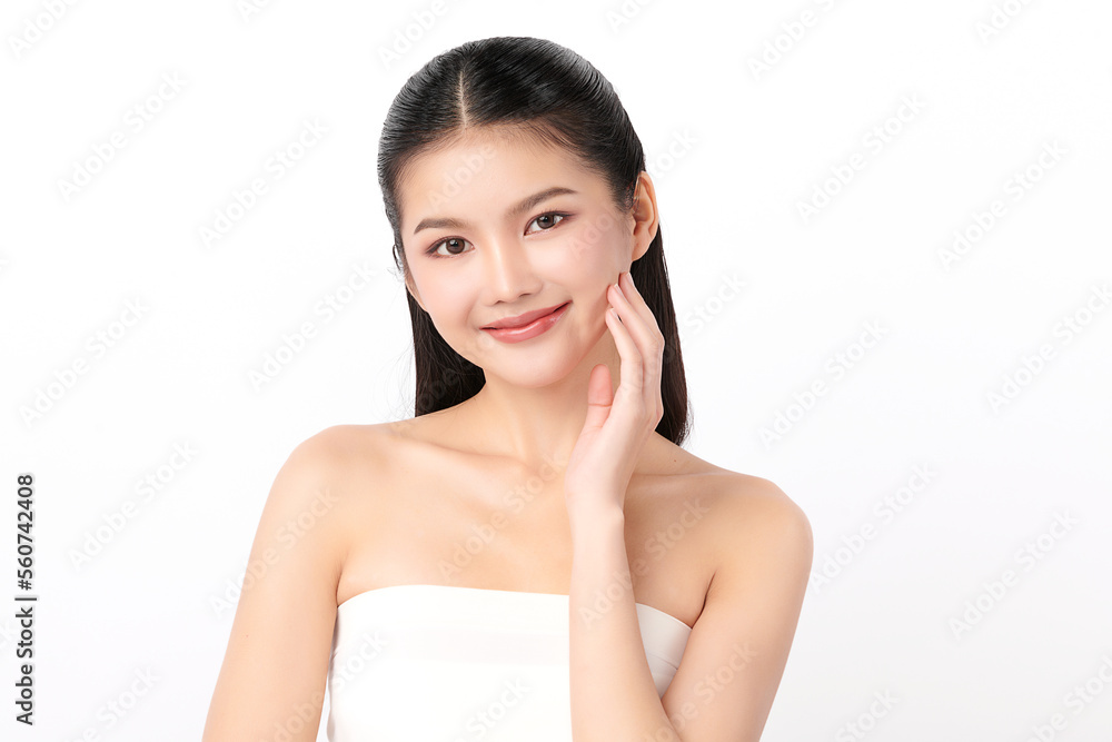 Beautiful young asian woman with clean fresh skin on white background, Face care, Facial treatment, Cosmetology, beauty and spa, Asian women portrait. Beautiful young asian woman with clean fresh skin on white background, Face care, Facial treatment, Cosmetology, beauty and spa, Asian women portrait.