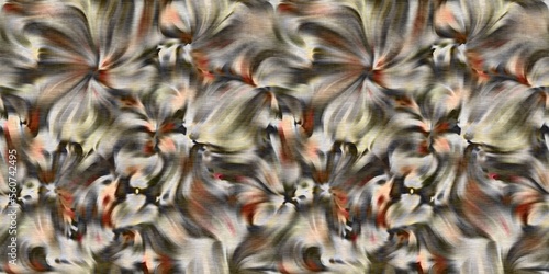 Marbled floral decorative border. Seamless botanical wash for organic ribbon. Retro fashion edging.