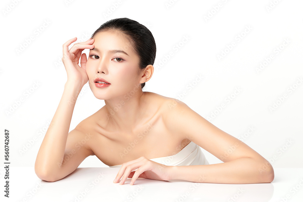 Beautiful young asian woman with clean fresh skin on white background, Face care, Facial treatment, Cosmetology, beauty and spa, Asian women portrait. Beautiful young asian woman with clean fresh skin on white background, Face care, Facial treatment, Cosmetology, beauty and spa, Asian women portrait.