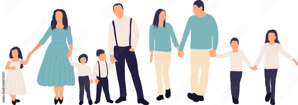 family in flat style, isolated vector