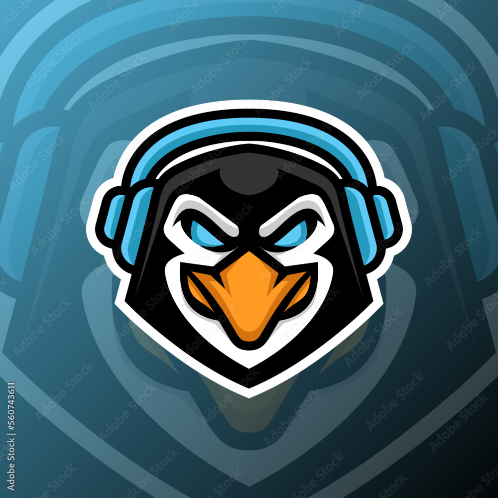 vector graphics illustration of a penguin gaming in esport logo style. perfect for game team or product logo vector graphics illustration of a penguin gaming in esport logo style. perfect for game team or product logo