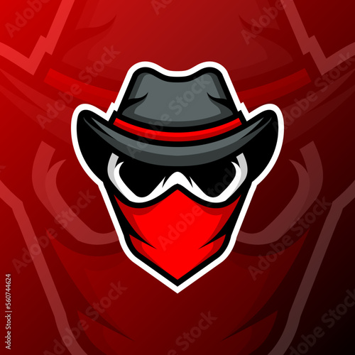 vector graphics illustration of a cowboy skull in esport logo style. perfect for game team or product logo
