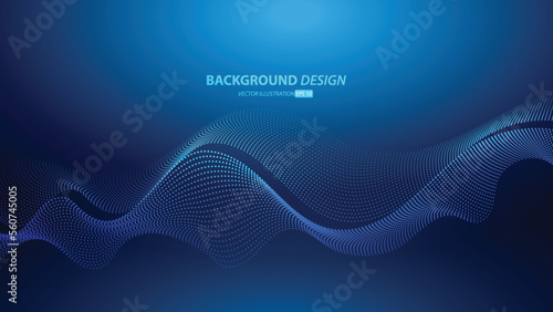 Abstract dark blue gradient color background. with flowing particles. Digital future technology concept.