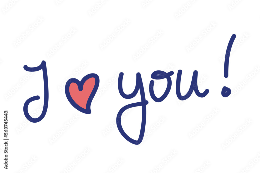 Obraz premium I love you red lettering text with red heart