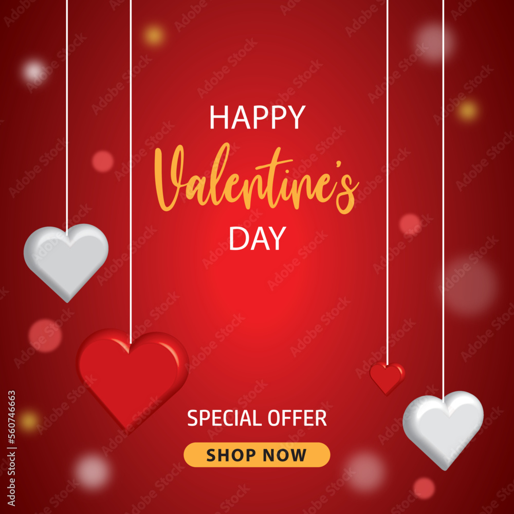 Happy Valentine's Day post. Valentine’s special offer banner with love