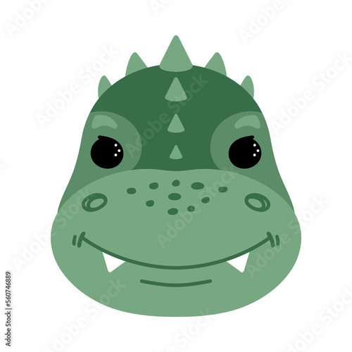 Cute little dinosaur. Vector illustration, isolated on a white background. Scandinavian cartoon style flat design. Concept for children print.
