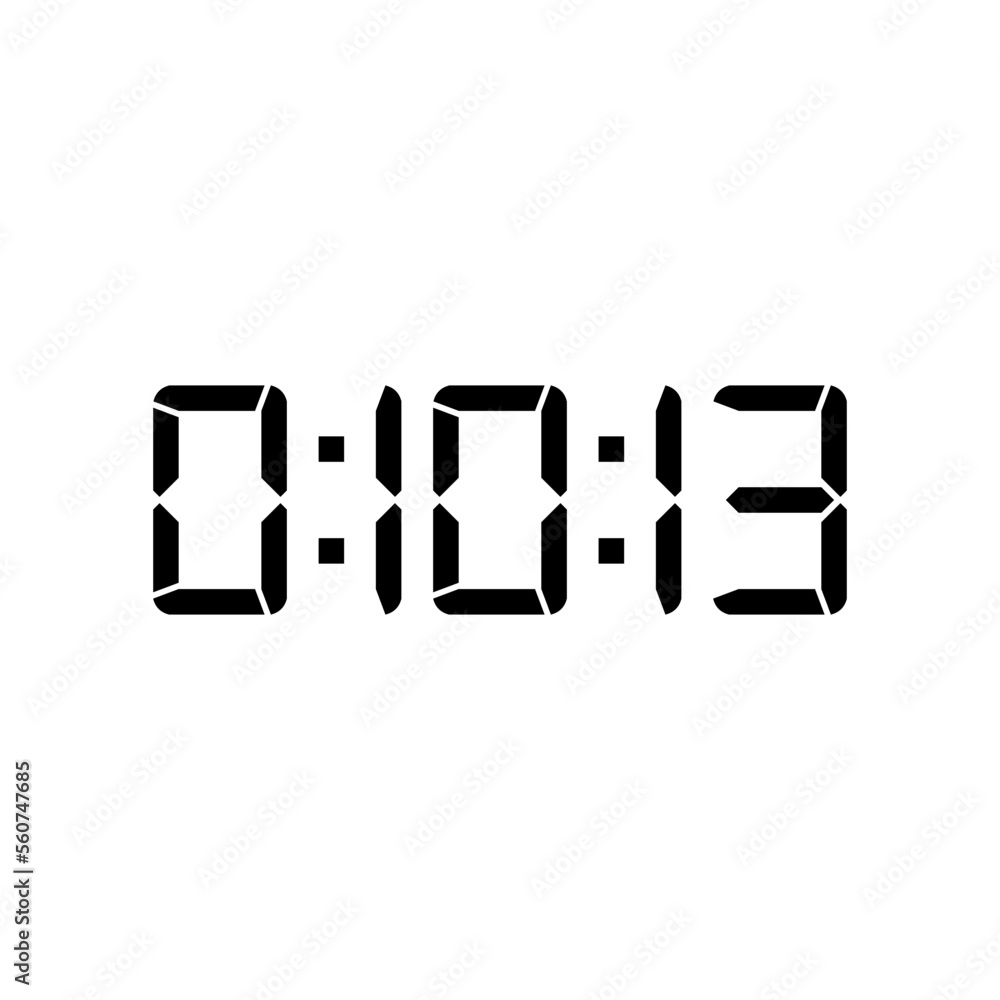 Digital clock number set. Electronic figures. Vector illustration