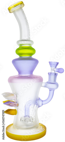 Konstfotografi Multicolored frosted glass bong with crystal accents on a transparent background