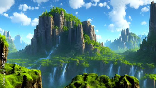 美しき山奥の秘境　ファンタジー　風景