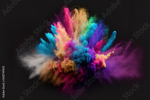 Slika na platnu solitary powder bursts of various colors against a clear background
