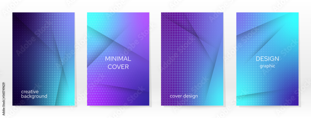 Fototapeta premium Minimal Poster. Pastel Soft. Blue Gradient Set.