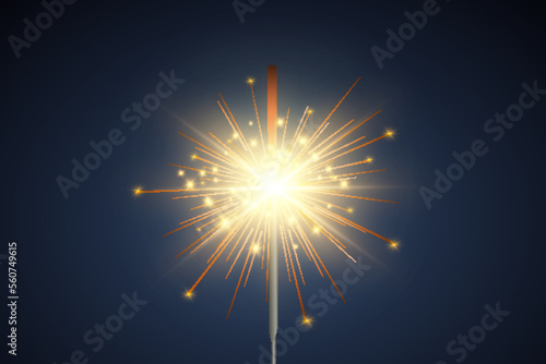 	
Magical light. Sparkler. Candle sparkling on the background. Realistic vector light effect. Winter, seasonal christmas decoration illustration.
