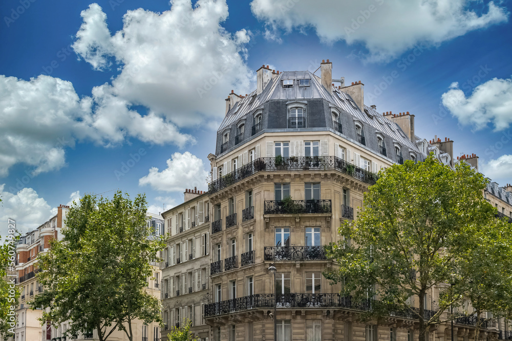 Paris, beautiful building, rue de Lyon in the 12th arrondissement
