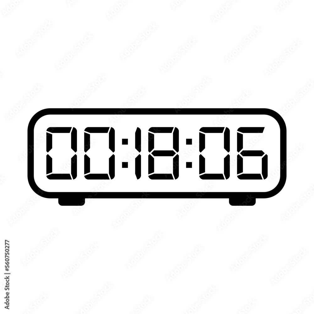 Digital clock number set. Electronic figures. Vector illustration.