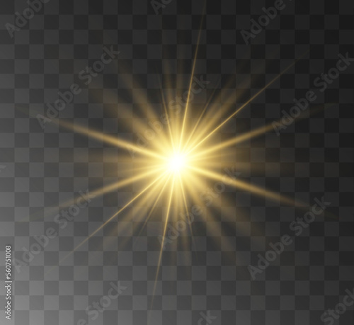 Transparent yellow sunlight special lens flash light effect. Front solar flare lenses.	