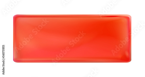 Red rectangular painted plate isolated. Label, template. Png.