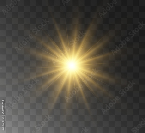 Transparent yellow sunlight special lens flash light effect. Front solar flare lenses. 