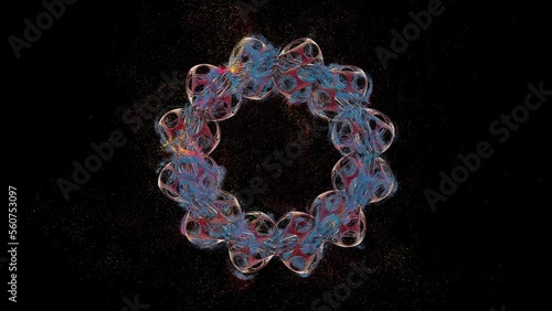 Colorful Ornate Wreath with Particles Flowing Away