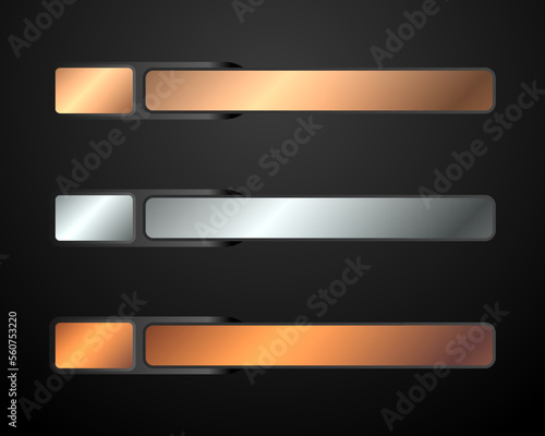 Abstract gold, silver and bronze lower third banner buttons for video screen title