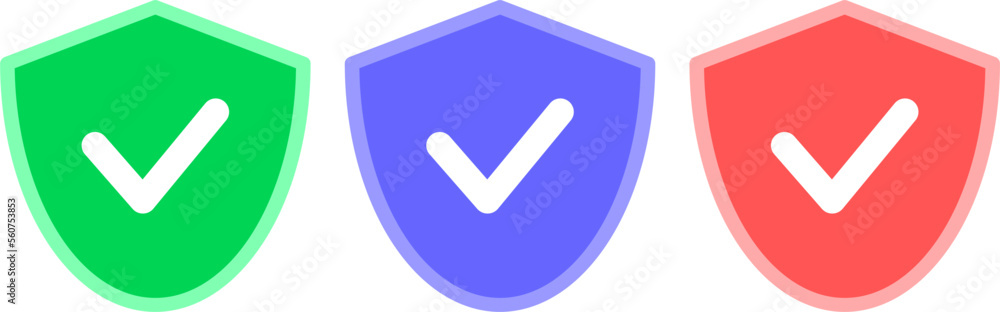 Shield with checked sign. Security icon. Shield icon. Shield with checked sign. Security icon. Shield icon.