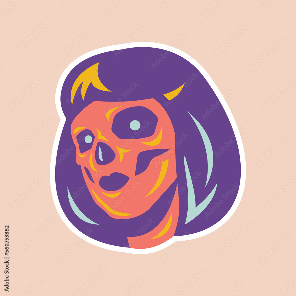 female skull face illustration sticker female skull face illustration sticker
