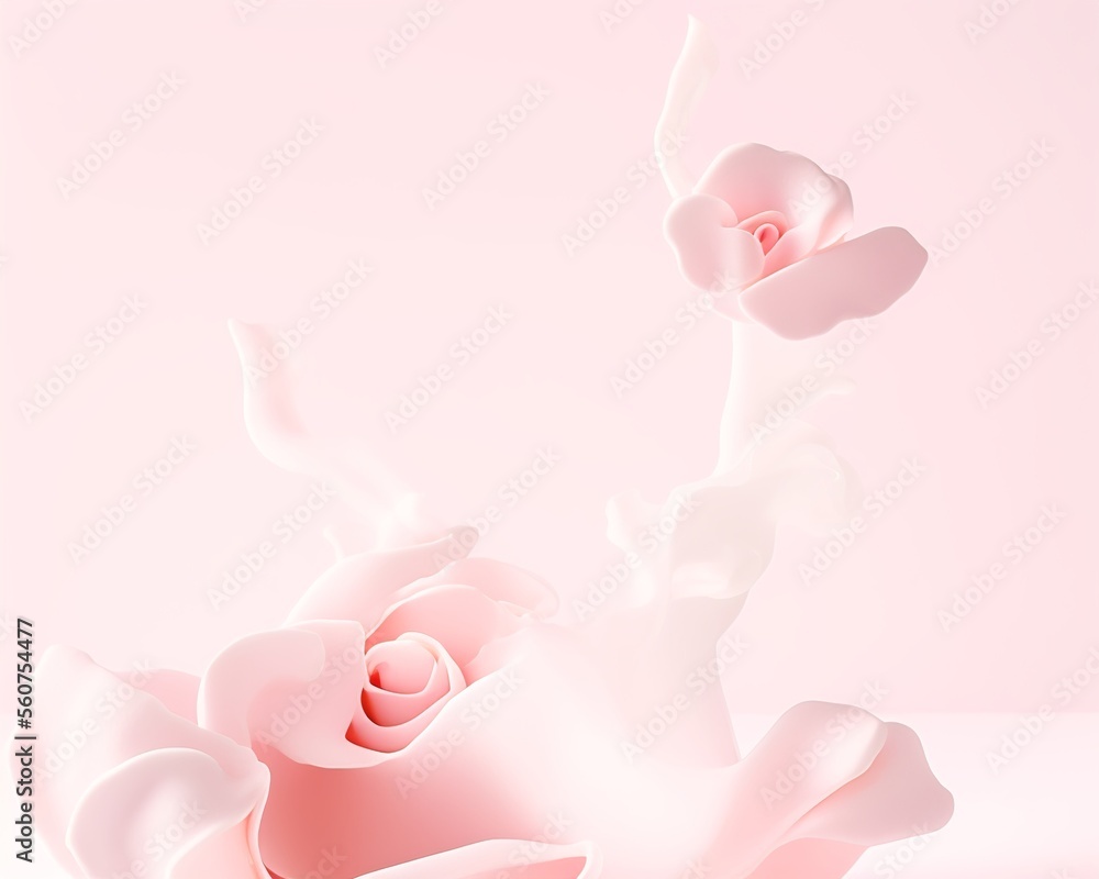 AI-Generated Image of an Abstract Pink Roses Background