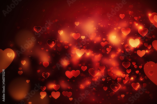 Shiny hearts bokeh light Valentine's day background. Valentines day concept. Generative AI