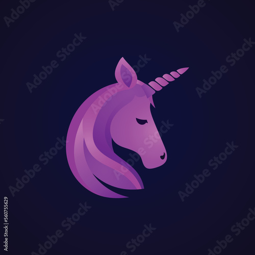 Unicorn Head Purple  Vector File 