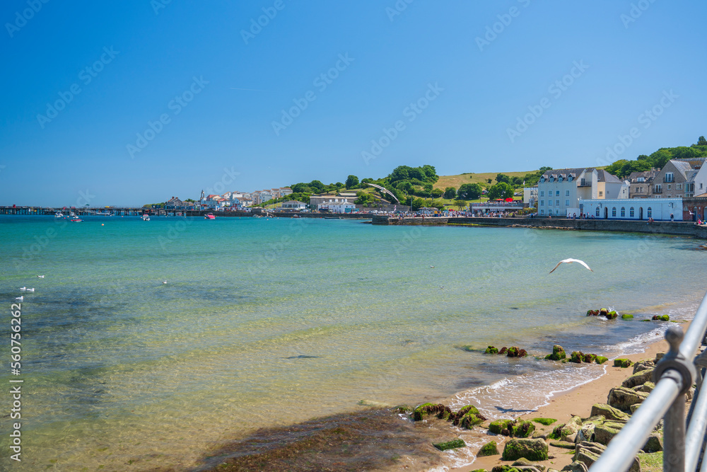The beach at Swanage in Dorset England