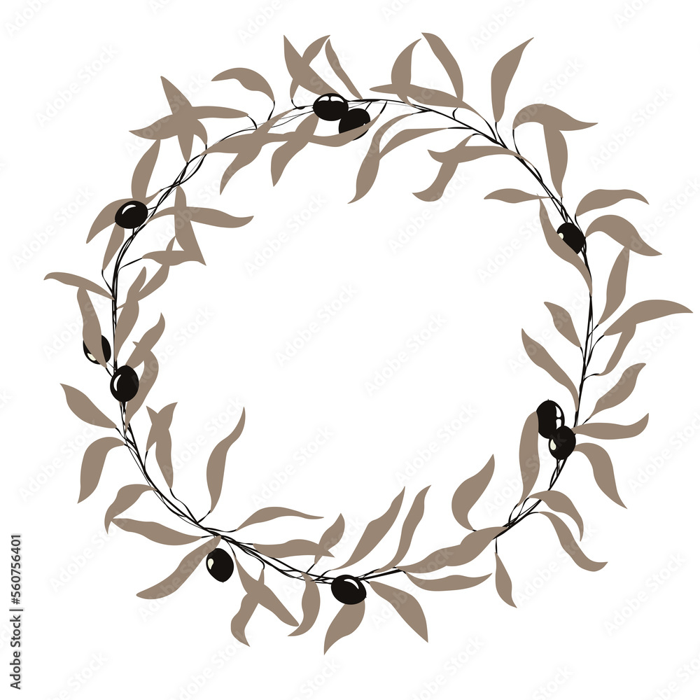 olive branch frame of leaves on PNG White transparent background ...