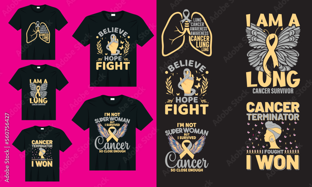 Obraz premium Cancer design bundle awareness t-shirt, ribbon and motivation quotes, typography breast cancer t shirt design.