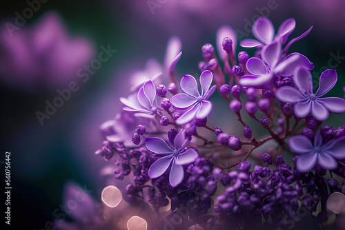 Macro image of spring lilac violet flowers, abstract soft floral background. Digital artwork
