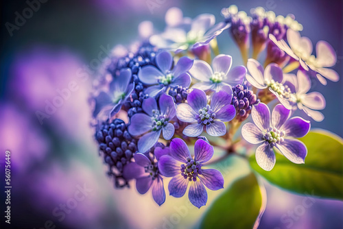 Macro image of spring lilac violet flowers, abstract soft floral background. Digital artwork © Katynn